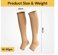 S/M-L/XL Zip Up Compression Socks Open Toe Leg Foot Support 20-30mmHg Men&Women