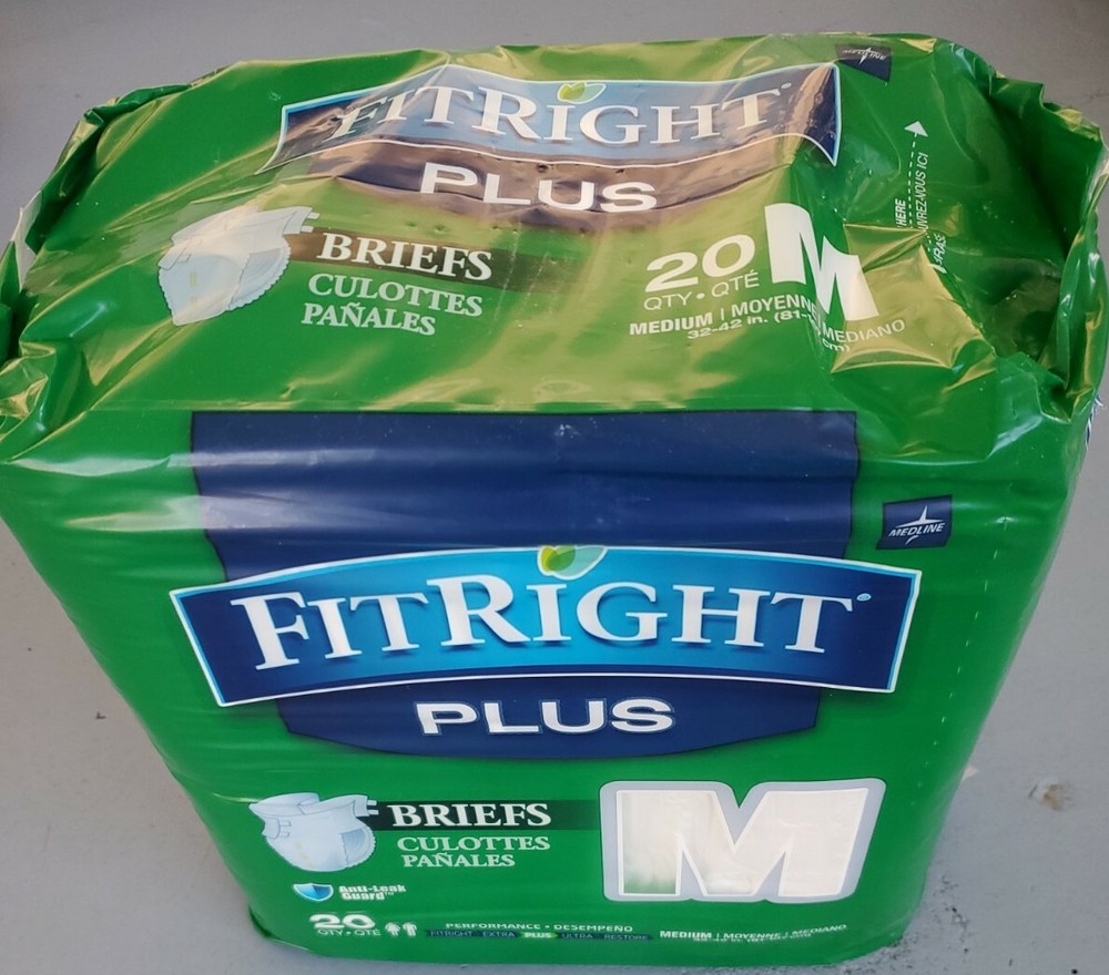 FitRight Ultra Adult Diapers, Disposable Incontinence Briefs, size Med. 32-42 in