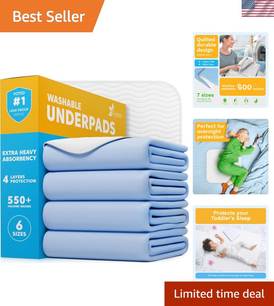 Multi-Use Quilted Underpads 34×36 – Perfect for Seniors, Dogs & Cats (Pack of 4)