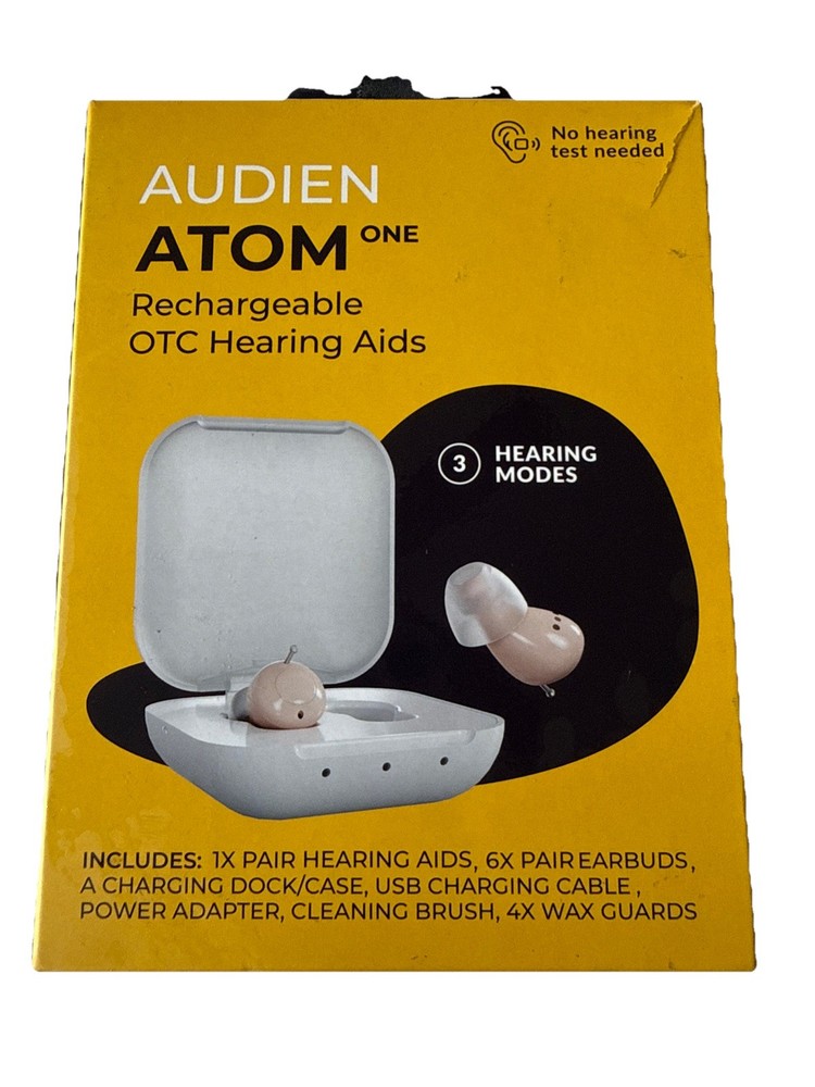Audien Atom One Rechargeable OTC Hearing Aids Rechargeable With Case