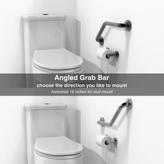 1-1/4 x 16inch Angled Grab Bar for Stud Mount with Knurled Grip, Bathroom Mob…