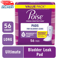 Incontinence Pads for Women, 6 Drop Ultimate Absorbency, Long Length, 56 Count