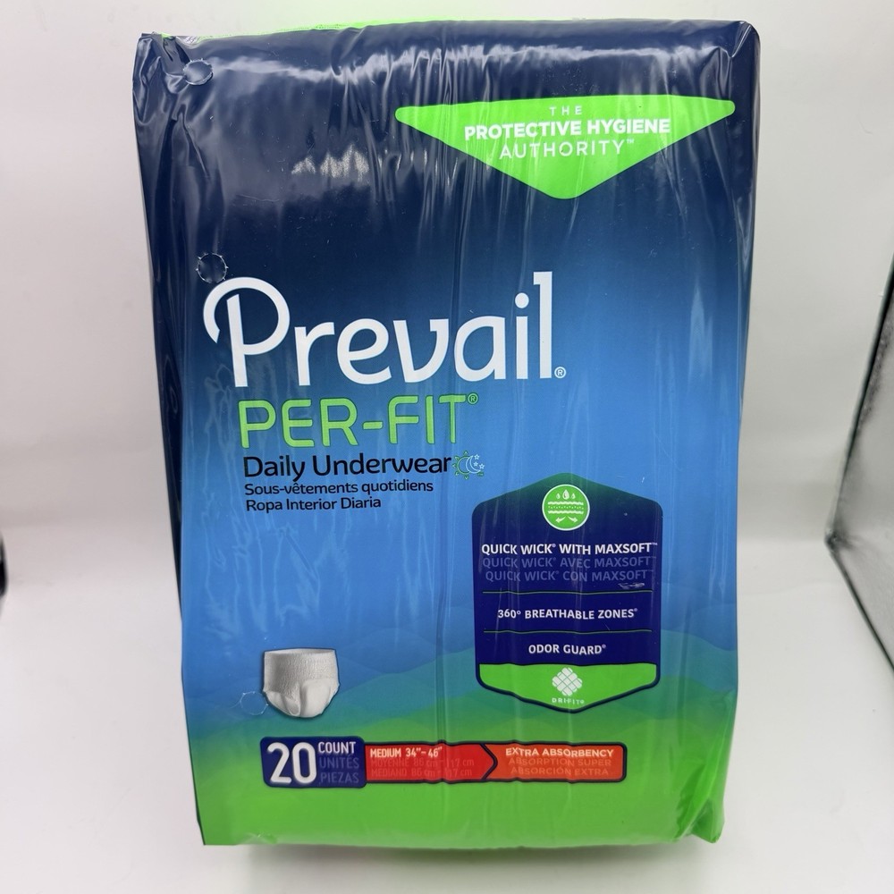 Prevail PerFit Medium Extra Absorbency Adult Briefs 6 New Packs/20 Count (120)