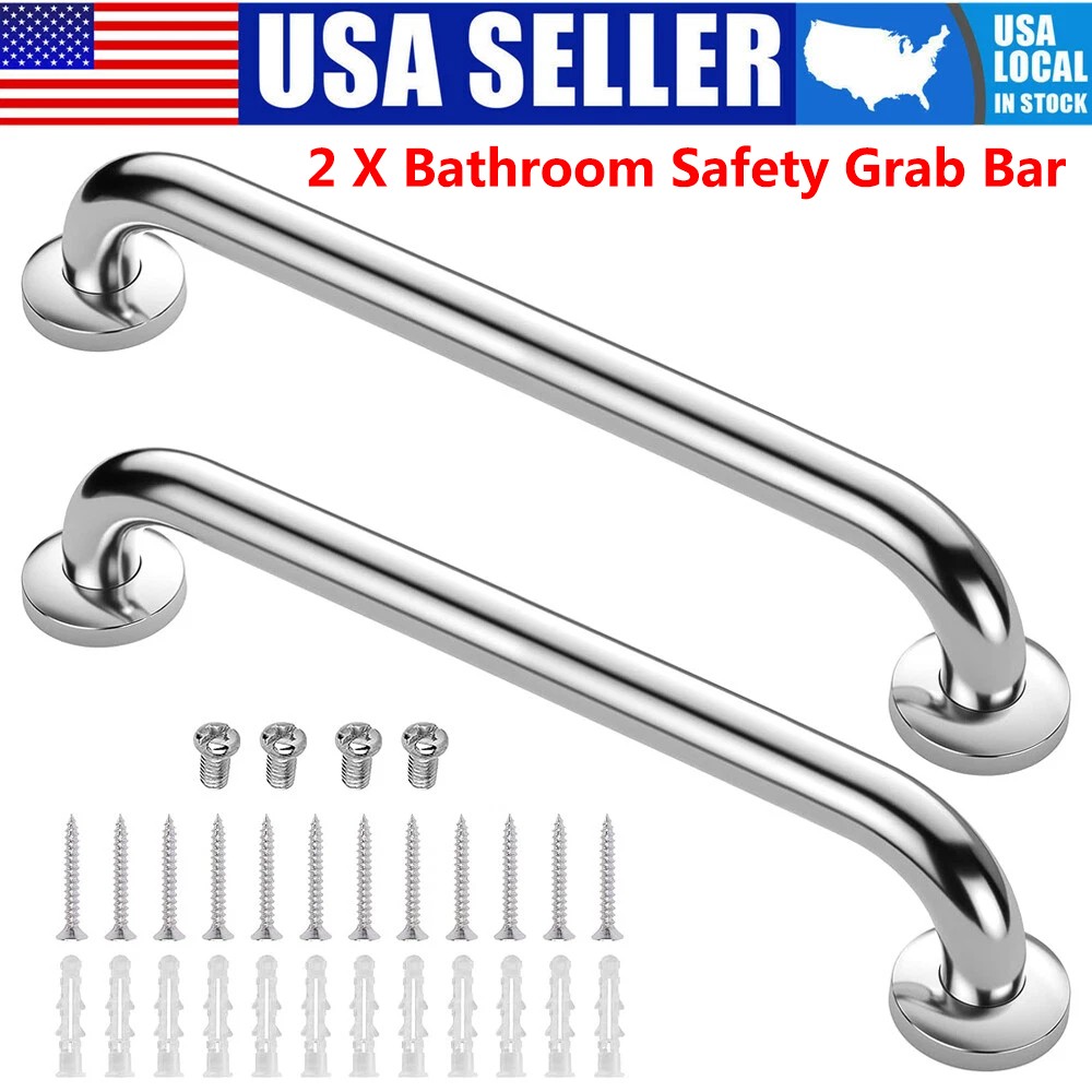2PCS Stainless Steel Grab Bar Bathroom Safety Handicap Shower Tub Handle Support