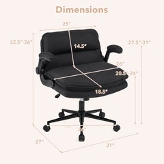 Criss Cross Chair on Wheels with Flip-up Arms, Adjustable Height, Wide Backrest