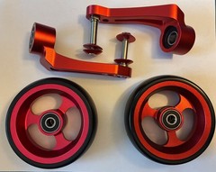 Pair (2) Single Sided Forks with 5/16′ Axles & (2) 4″ Caster Wheels