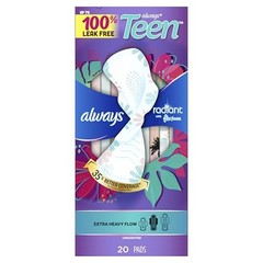 Always Radiant Teen Pads, Size 3, Extra Heavy, with Heavy (Size 3)