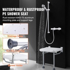 Vevor Fold Down Shower Seat Folding Bench Wall Mount 500lbs Handicapped Chair