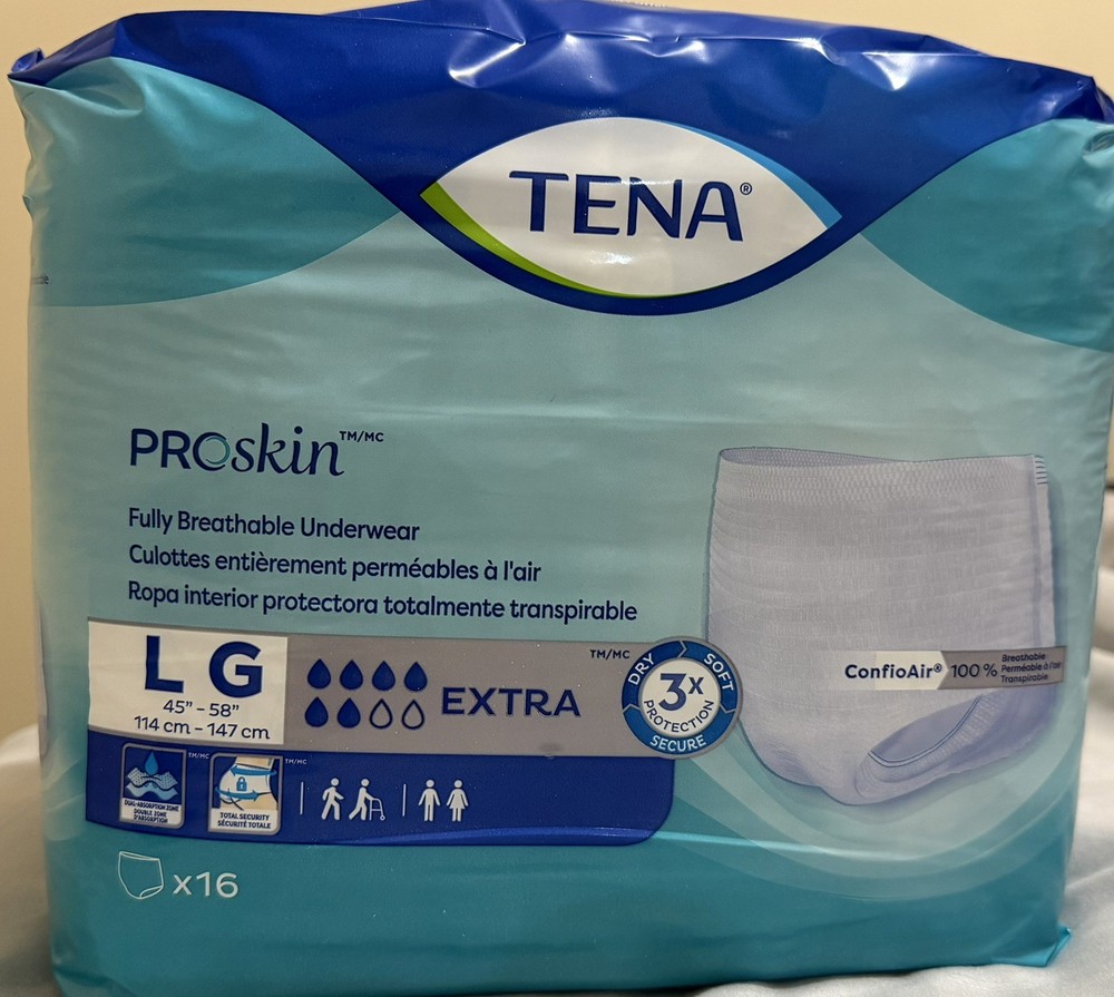 TENA ProSkin Extra Breathable Unisex Incontinence Underwear Box 4×16 (64) Large