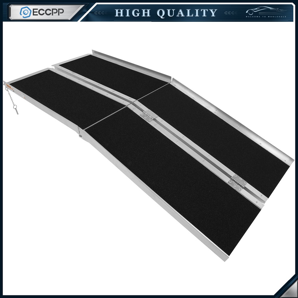 120″ Aluminum Multi-Folding Ramps Home Wheelchair Ramp Portable Non-Slip 600LBS