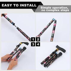 PARLORA Walking Cane for Women and Men, 32.6 – 36.6″, Black print