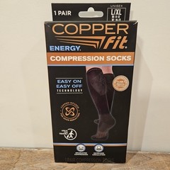 NWT Copper Fit Energy Infused Graduated Compression Socks Black Size L/XL