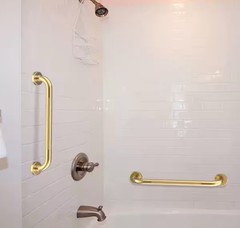 32 Inch Anti Slip Shower Grab Gold, Munzong Bathroom Grab Bar, Knurled Bathroom