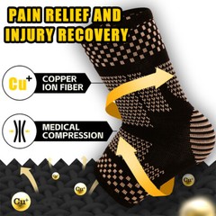 Copper Ankle Support Brace Compression Sleeve Foot Pain Relief Jogging Sprain HG