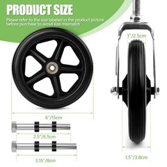 Royitay 2 Pack 6 Inch Rubber Wheelchair Wheels Replacement 6 inches, Black