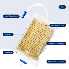 10 Pack Urinary Drainage Bags 1000ML Urinary Bags with Anti-Reflux Valve and …