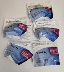DRENCH! 5 Pk No Rinse Shampoo & Conditioning Cap aloe Vera Exp 3/28 Hair Aid