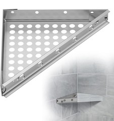 Floating Corner Shower Bench Kit 17x17x24.5 Stainless Wall Mount Seat Shelf