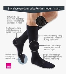 Mediven Men Classic 15-20 mmHg Calf High Compression Stockings Black Sz III