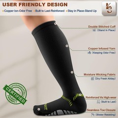 KEMISANT Compression Socks 3Pairs,Sports Small-Medium, 3pairs-black8304