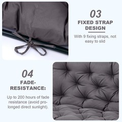 EverPine Porch Swing Cushions, 60 inches x 40 x 4 inches, Dark Gray