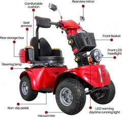 1000W 60V 4 Wheels Travel Mobility Scooter 20AH Battery Motor for Adult Senior