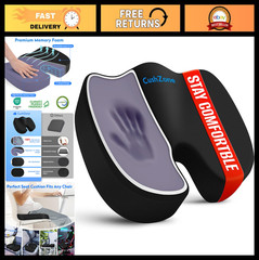 Memory Foam Seat Cushion for Sciatica & Back Pain Relief – Orthopedic Coccyx Pil