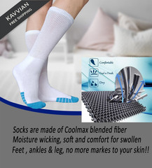 SYOLLAVE Women Diabetic Socks Extra Wide Non Binding One Size, White-6 Pairs