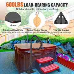 Universal Spa Handrail 48-63in Height Adjust 360° Rotation 600lb Alloy Base