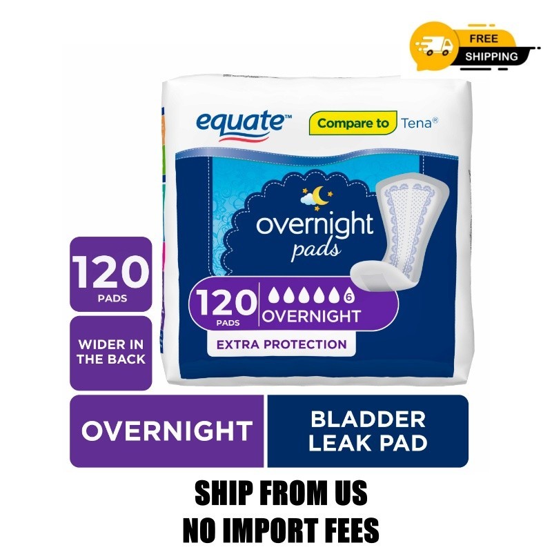 Equate Options Women’s Incontinence Pads, Unscented, Overnight (120 Count)