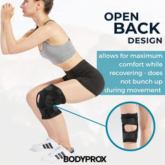 Hinged Knee Brace, Adjustable Support with Dual Hinges & Open Patella, Sports