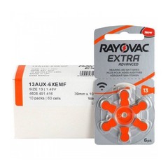 60 Rayovac Extra Advanced Size 13 Pr48 Hearing Aid Batteries 1.45V Zinc Air 6Bl