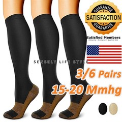 Compression Socks 15-20mmHg 3/6 Pairs Graduated Circulation Socks for Women