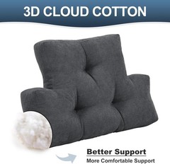 Medium-Soft Back Support Cushion: Plush Dark Grey Pillow for Recliners & Chairs