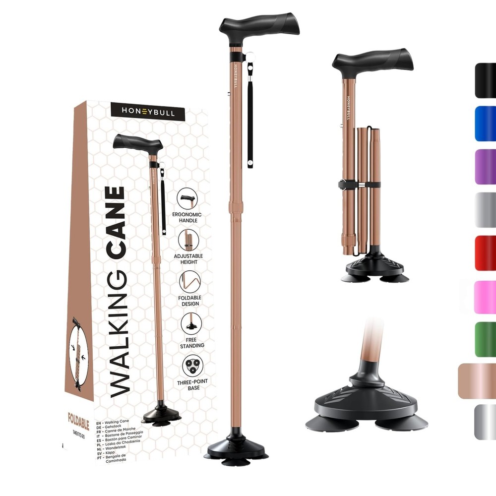 Walking Cane for Men & Women Foldable, Adjustable, Heavy Duty, Free Standing,…