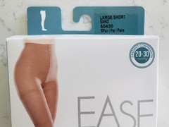 THERAFIRM EASE Women’s Compression Pantyhose 20–30 mmHg Lrg. Short Sand Open Box