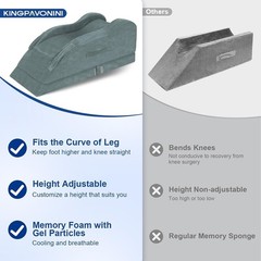 Adjustable Leg Elevation Pillows for After Surgery, Ergonomic Curve Keeps Kne…