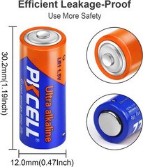 PKCELL N Size 1.5V Alkaline Batteries, 5 Pack Ultra Long-Lasting 5 Count