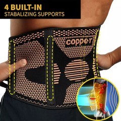 Lower Back Brace Copper Lumbar Support Waist Belt For Men Women Pain Relief