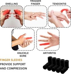 10PCS Black Finger Sleeves Thumb Brace Compression Support Elastic
