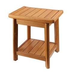Teak Shower Bench – 100% Solid Teak Wood Shower Chair with Towel Bars & Stora…