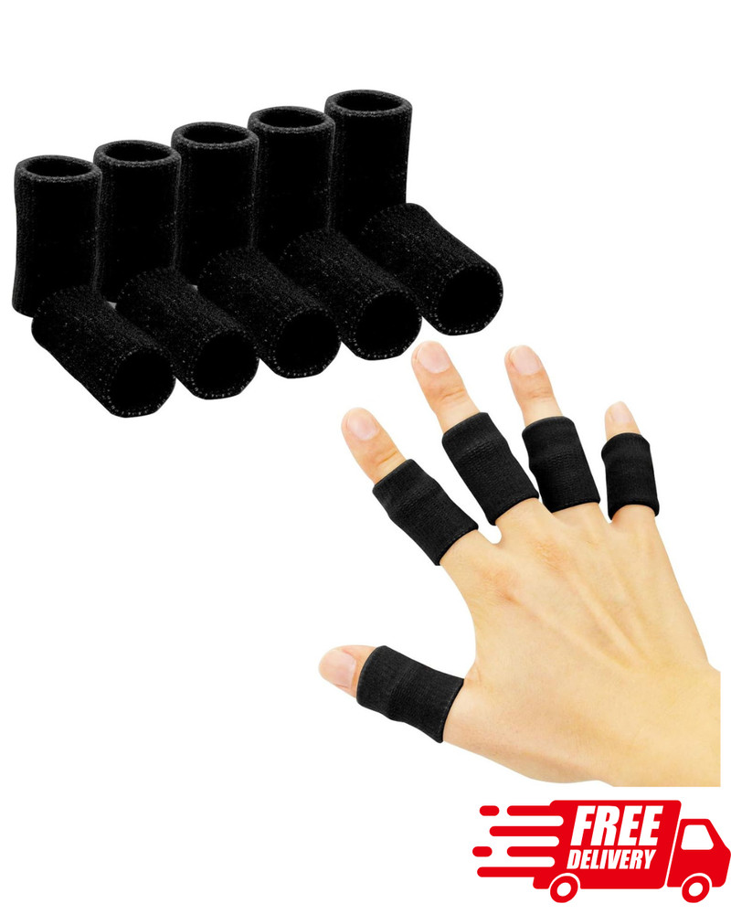 10PCS Black Finger Sleeves Thumb Brace Compression Support Elastic
