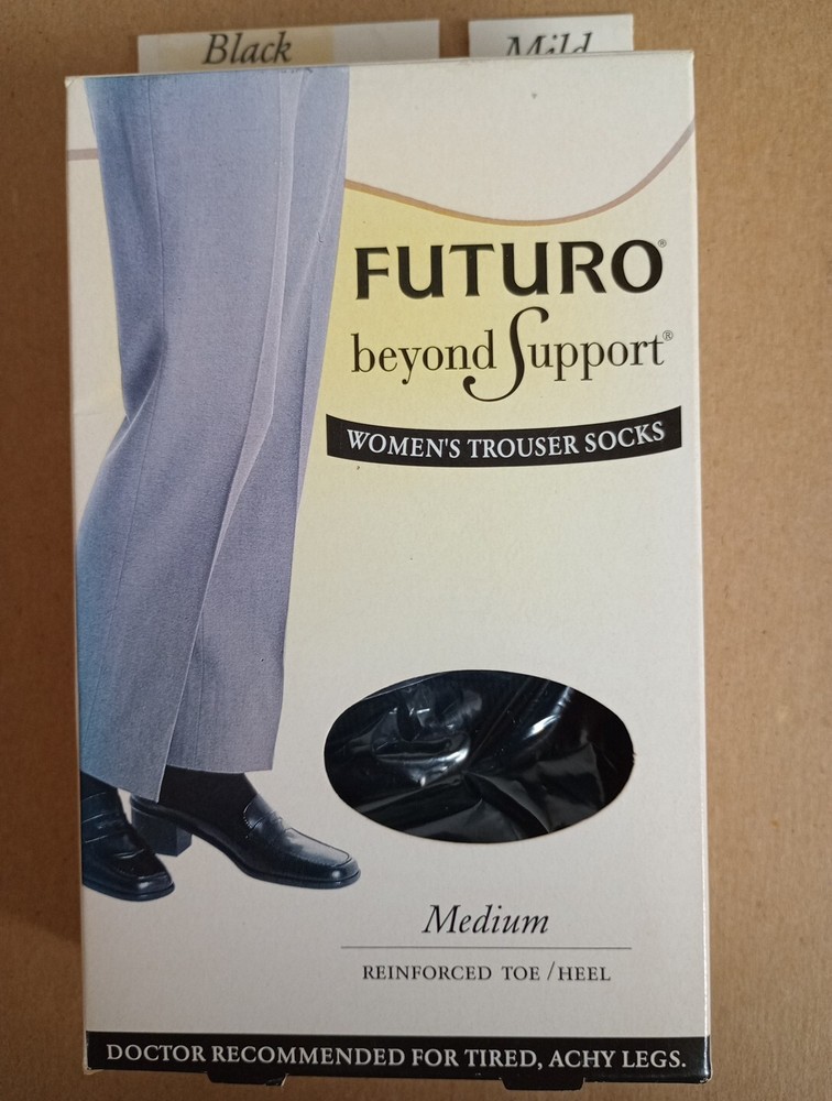 Futuro Beyond Support Women’s Trouser Socks Size Medium Color Black 8-15 Mm