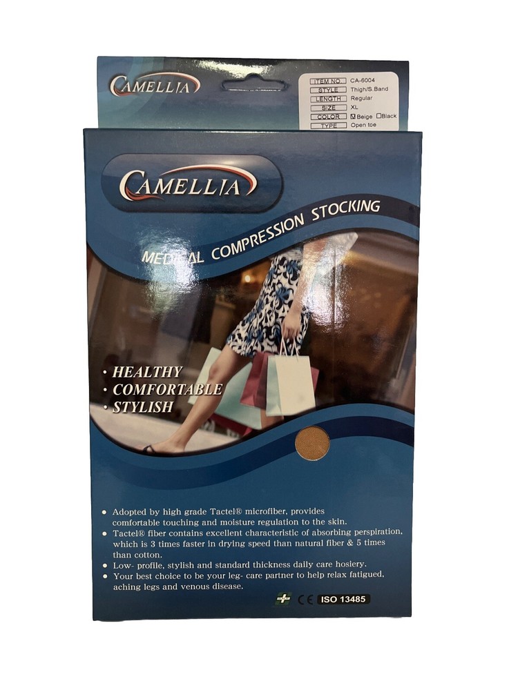 2 Packages Of Medical Compression Thigh High Socks XL Open Toe Beige 20-30 mmHg