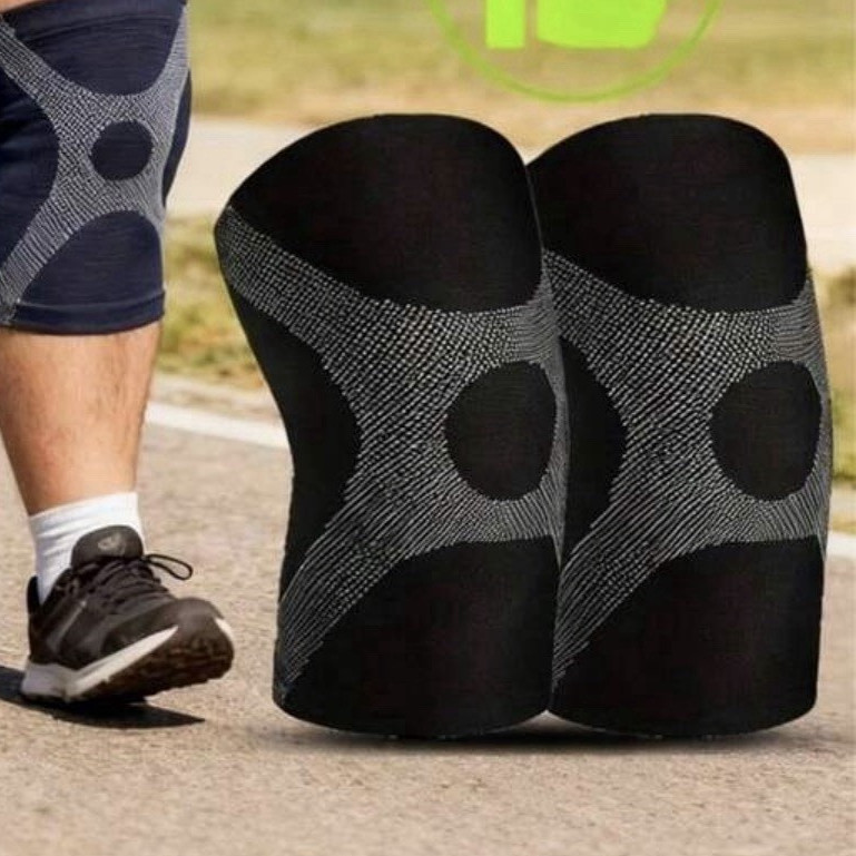 RunPro XL Knee Compression Brace Sleeves, 1 Pair, Black/Gray