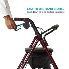 4 Wheel Rollator Rolling Walker with Padded Seat Storage Basket Hand Brake 350lb