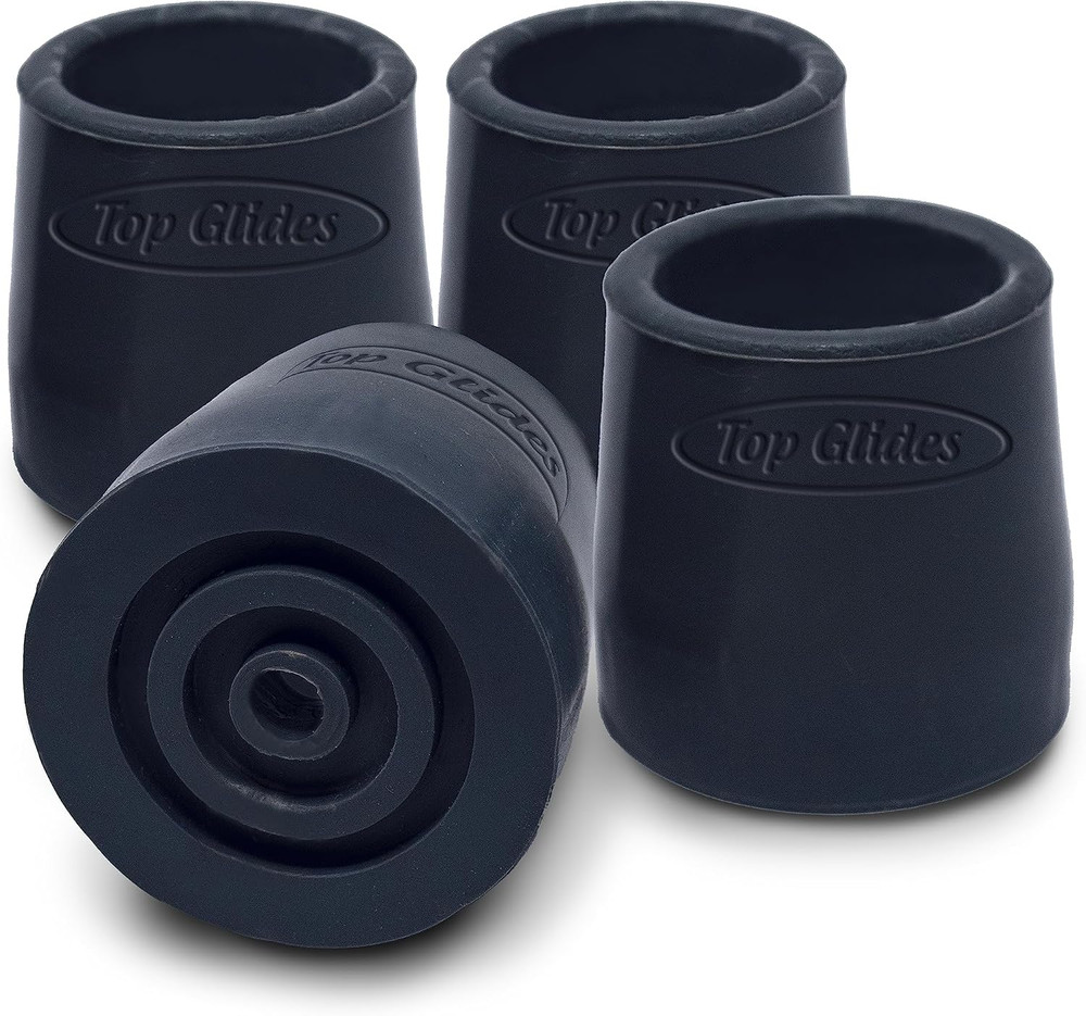 Steel-Reinforced Walker, Commode, and Bath Bench Replacement Rubber Tips, Black,