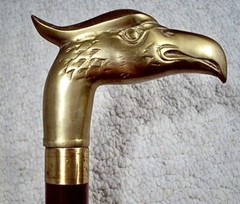 Vintage Eagle Brass Wood Walking Stick Cane FREE SHIP