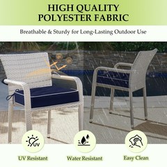 HARBOREST Outdoor Chair Cushions Set of 2, Tufted Patio 19″x19″x5″, Navy