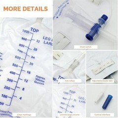 5 Pack Easy-Tap Leg Bag Urinary Drainage Bag 500ml Catheter Bags Urine Leg Bag